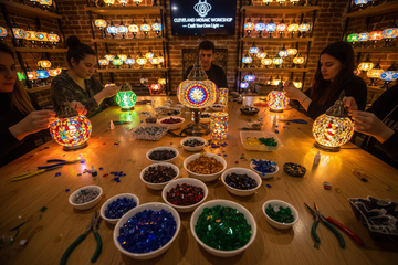 Mosaic Lamp Workshop in Cleveland Lakewood Ohio | Turkish Mosaic Lamp Experience