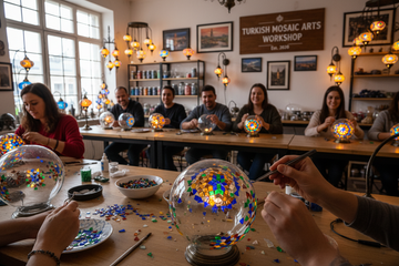 Discover the best mosaic lamp workshops in Columbus, Dublin, and Westerville. Join our craft classes serving Sunbury, Powell, and Grove City to create your own Turkish art!